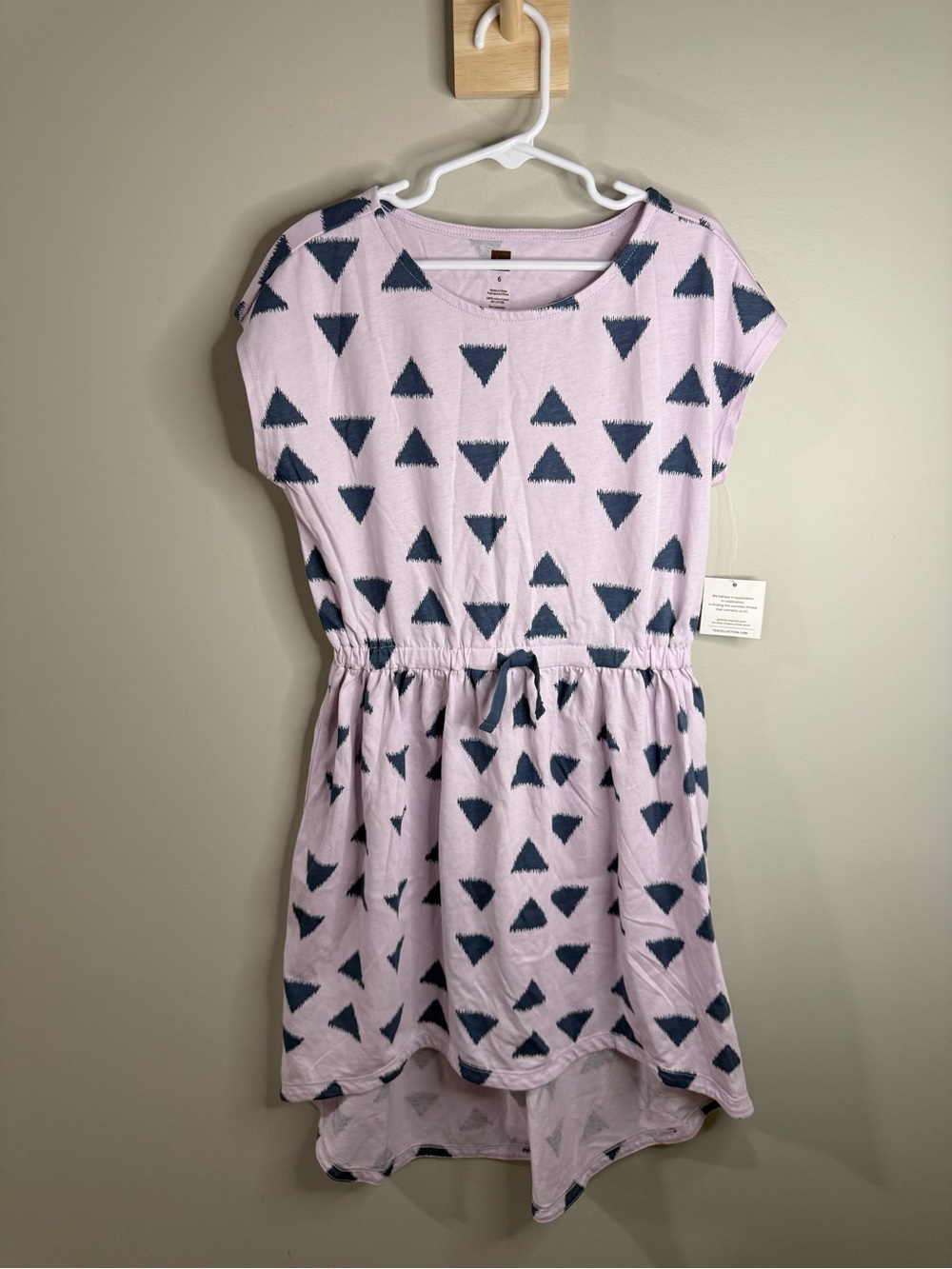 NWT Tea Collection Lilac Dress with Navy Triangle Print